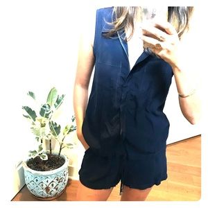 SPLENDID slouchy navy zip-up romper